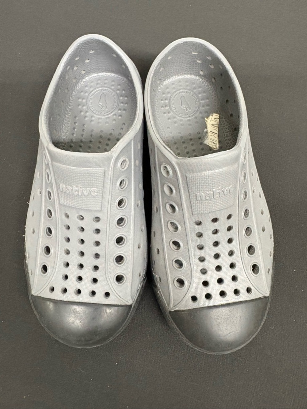 Native Jefferson Slip-On Sneakers in Gray with Black Toecaps